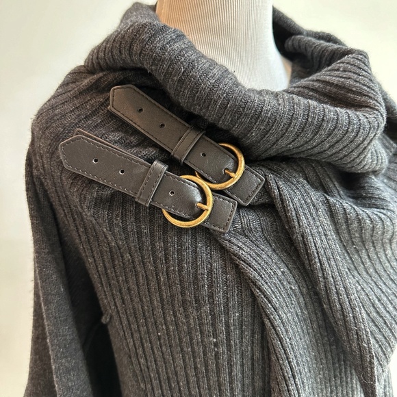 Brochu Walker | Wrap Cardigan Wool Cashmere Blend | Dark Gray | M - Picture 3 of 10